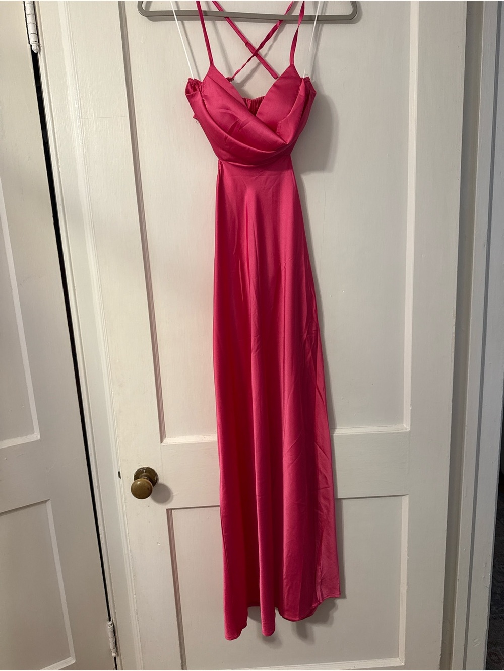 Hello Molly Hot Pink Satin Maxi Dress